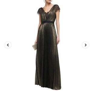 Catherine Deane Pleated Lace Trim Dress